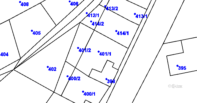Parcela st. 401/1 v KÚ Libušín, Katastrální mapa