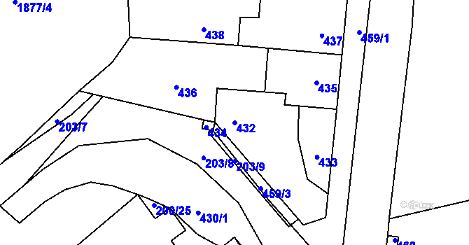 Parcela st. 432 v KÚ Libušín, Katastrální mapa