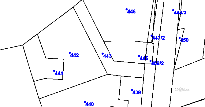 Parcela st. 443 v KÚ Libušín, Katastrální mapa
