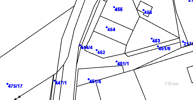 Parcela st. 452 v KÚ Libušín, Katastrální mapa