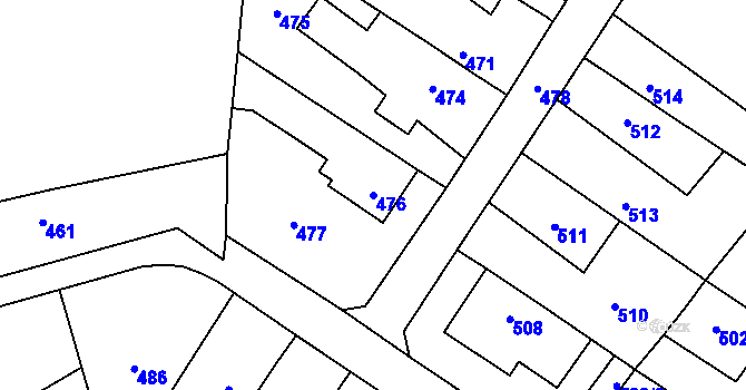 Parcela st. 476 v KÚ Libušín, Katastrální mapa