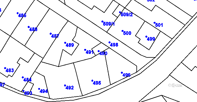 Parcela st. 490 v KÚ Libušín, Katastrální mapa