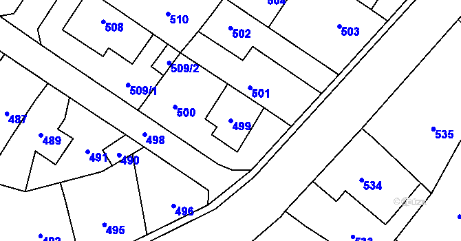 Parcela st. 499 v KÚ Libušín, Katastrální mapa
