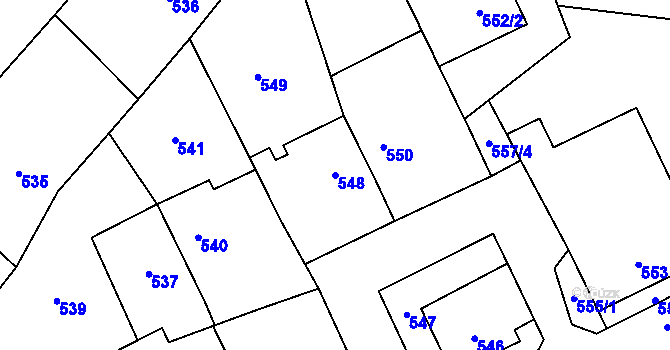 Parcela st. 548 v KÚ Libušín, Katastrální mapa