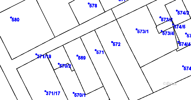 Parcela st. 571 v KÚ Libušín, Katastrální mapa