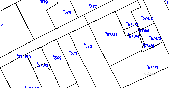 Parcela st. 572 v KÚ Libušín, Katastrální mapa