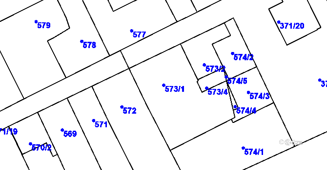 Parcela st. 573/1 v KÚ Libušín, Katastrální mapa