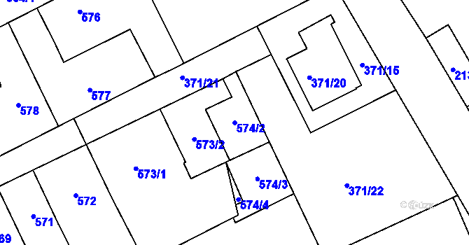Parcela st. 574/2 v KÚ Libušín, Katastrální mapa