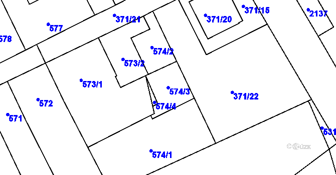 Parcela st. 574/3 v KÚ Libušín, Katastrální mapa