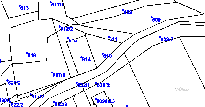 Parcela st. 610 v KÚ Libušín, Katastrální mapa