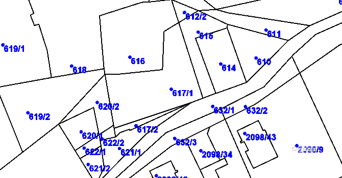 Parcela st. 617/1 v KÚ Libušín, Katastrální mapa