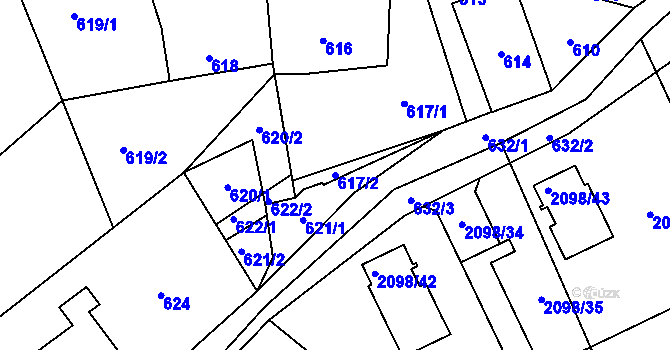 Parcela st. 617/2 v KÚ Libušín, Katastrální mapa