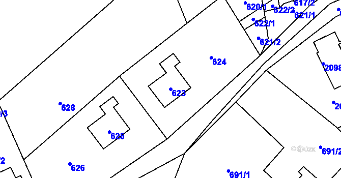 Parcela st. 623 v KÚ Libušín, Katastrální mapa