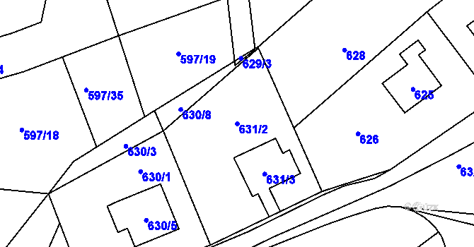 Parcela st. 631/2 v KÚ Libušín, Katastrální mapa
