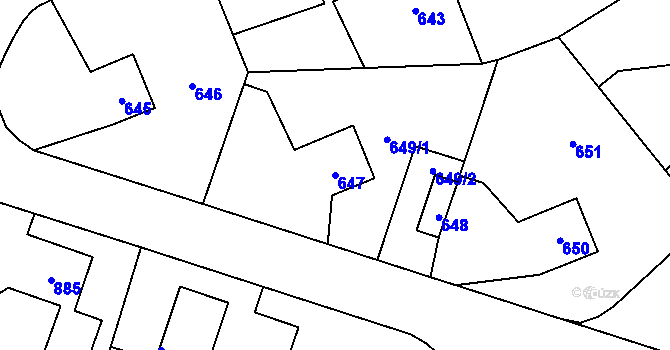 Parcela st. 647 v KÚ Libušín, Katastrální mapa