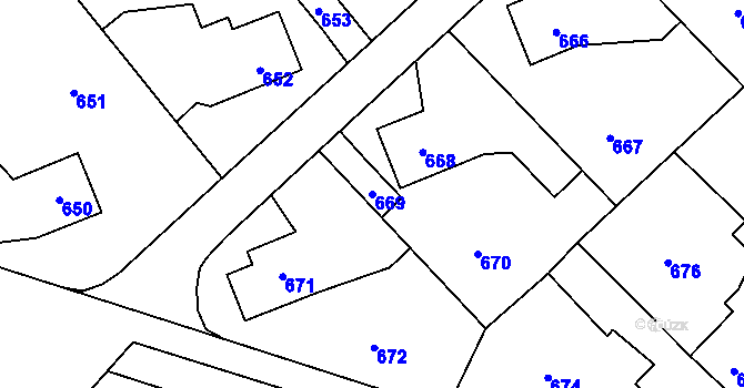Parcela st. 669 v KÚ Libušín, Katastrální mapa