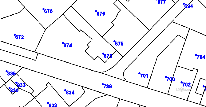 Parcela st. 673 v KÚ Libušín, Katastrální mapa