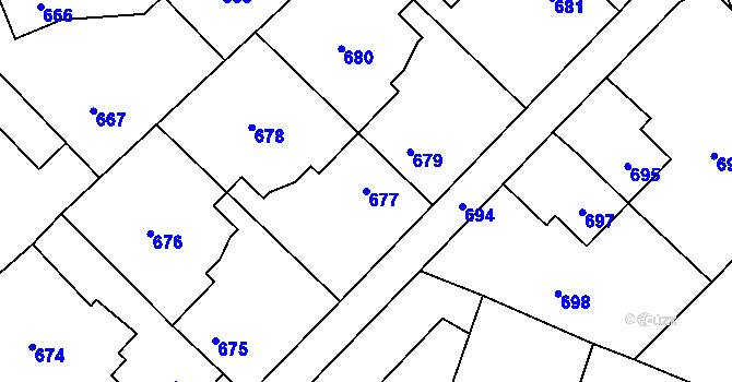 Parcela st. 677 v KÚ Libušín, Katastrální mapa