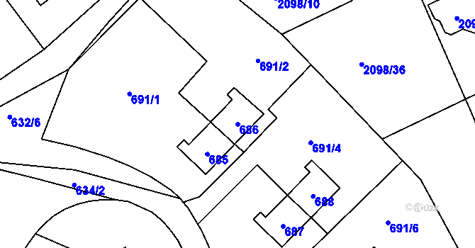 Parcela st. 686 v KÚ Libušín, Katastrální mapa
