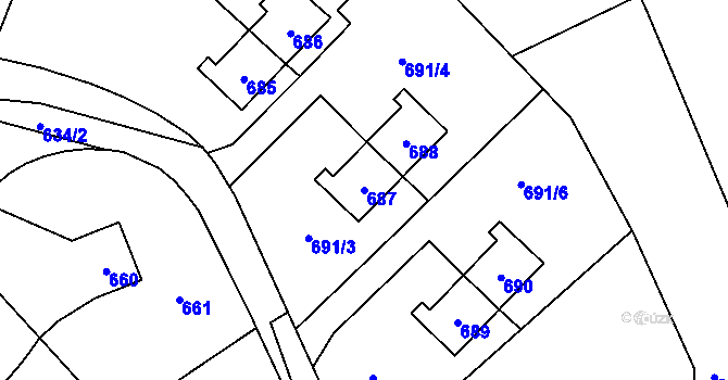 Parcela st. 687 v KÚ Libušín, Katastrální mapa