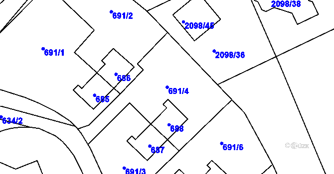 Parcela st. 691/4 v KÚ Libušín, Katastrální mapa