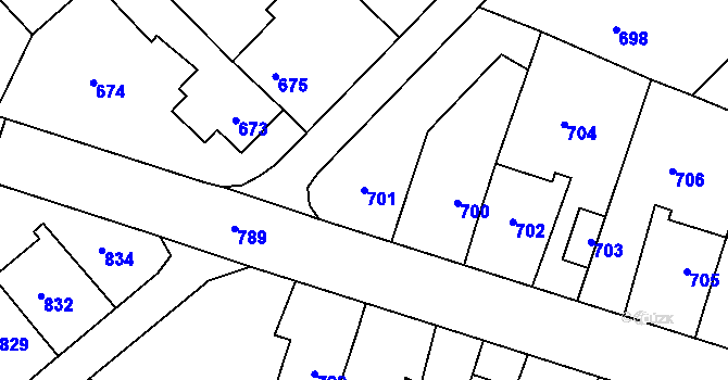 Parcela st. 701 v KÚ Libušín, Katastrální mapa