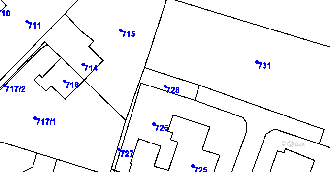 Parcela st. 728 v KÚ Libušín, Katastrální mapa