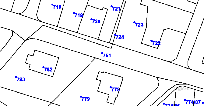 Parcela st. 751 v KÚ Libušín, Katastrální mapa