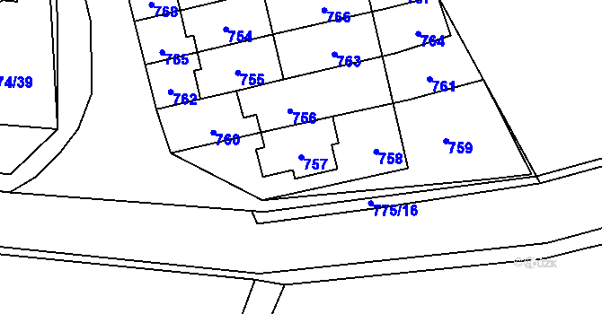Parcela st. 757 v KÚ Libušín, Katastrální mapa