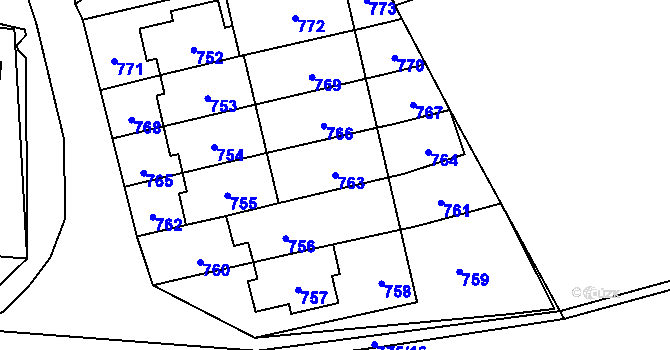 Parcela st. 763 v KÚ Libušín, Katastrální mapa