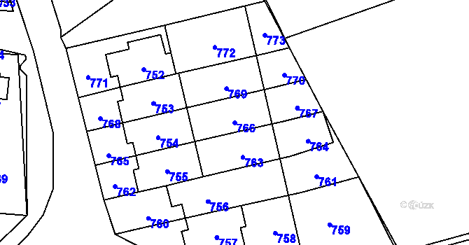 Parcela st. 766 v KÚ Libušín, Katastrální mapa