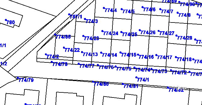 Parcela st. 774/14 v KÚ Libušín, Katastrální mapa
