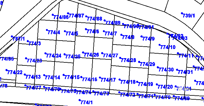Parcela st. 774/27 v KÚ Libušín, Katastrální mapa