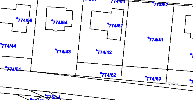 Parcela st. 774/42 v KÚ Libušín, Katastrální mapa