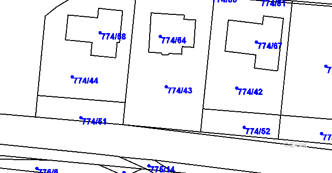 Parcela st. 774/43 v KÚ Libušín, Katastrální mapa