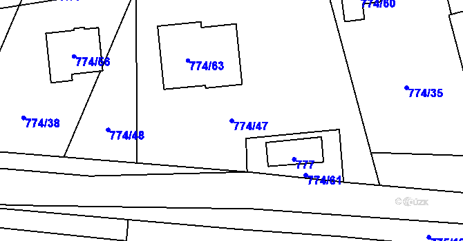 Parcela st. 774/47 v KÚ Libušín, Katastrální mapa