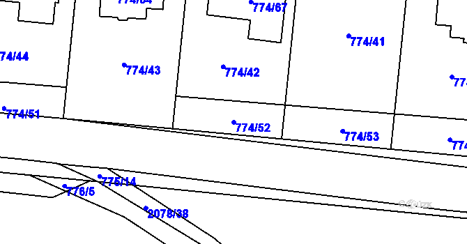 Parcela st. 774/52 v KÚ Libušín, Katastrální mapa