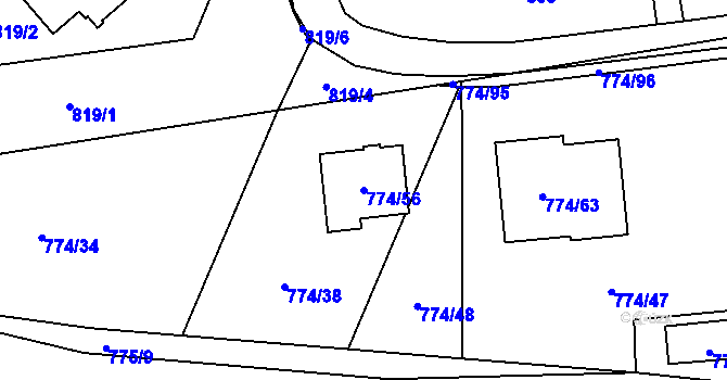 Parcela st. 774/56 v KÚ Libušín, Katastrální mapa