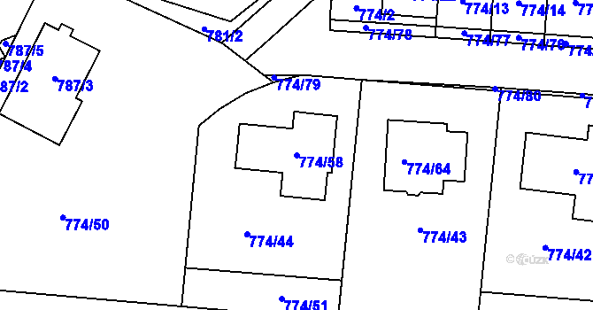 Parcela st. 774/58 v KÚ Libušín, Katastrální mapa