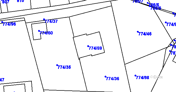 Parcela st. 774/59 v KÚ Libušín, Katastrální mapa