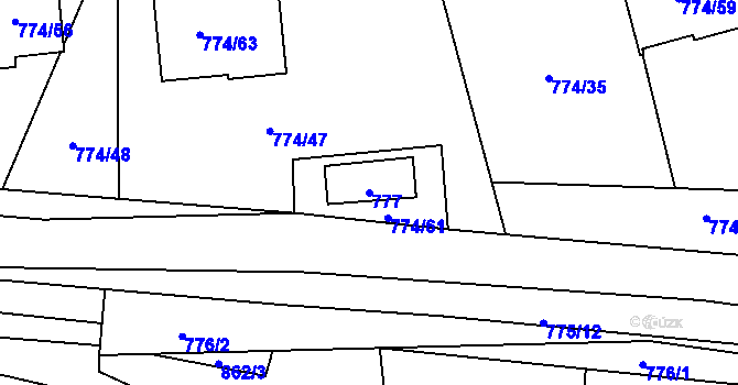 Parcela st. 777 v KÚ Libušín, Katastrální mapa