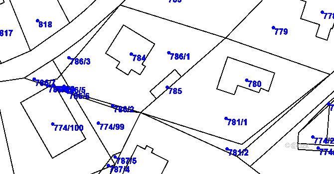 Parcela st. 785 v KÚ Libušín, Katastrální mapa