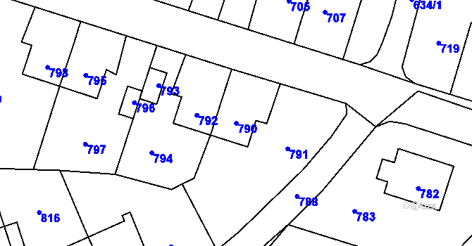 Parcela st. 790 v KÚ Libušín, Katastrální mapa