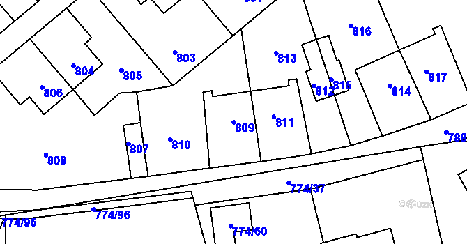 Parcela st. 809 v KÚ Libušín, Katastrální mapa