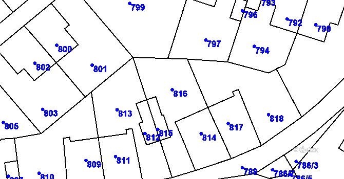 Parcela st. 816 v KÚ Libušín, Katastrální mapa