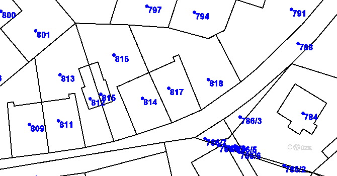 Parcela st. 817 v KÚ Libušín, Katastrální mapa