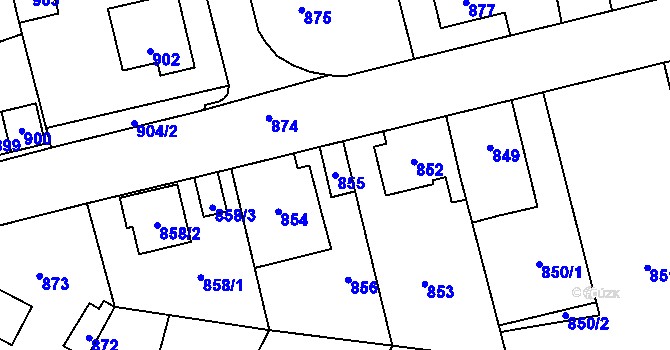 Parcela st. 855 v KÚ Libušín, Katastrální mapa