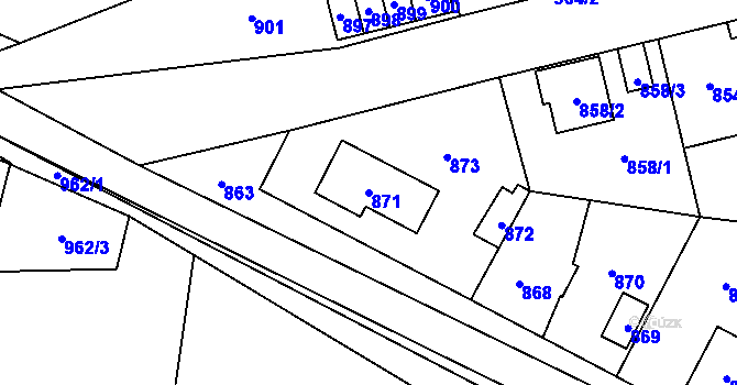 Parcela st. 871 v KÚ Libušín, Katastrální mapa