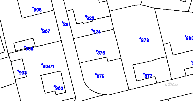 Parcela st. 876 v KÚ Libušín, Katastrální mapa