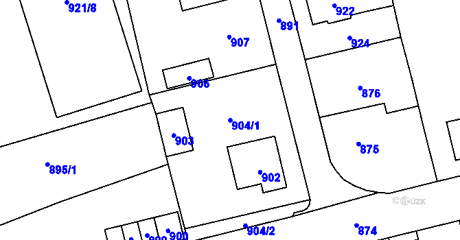 Parcela st. 904/1 v KÚ Libušín, Katastrální mapa